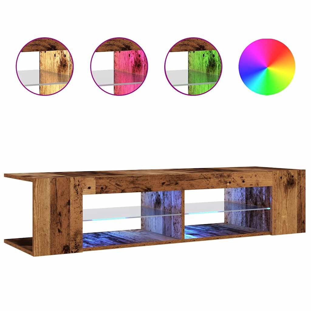 VidaXL Tv-meubel met LED 135x39x30 cm bewerkt hout oud hout