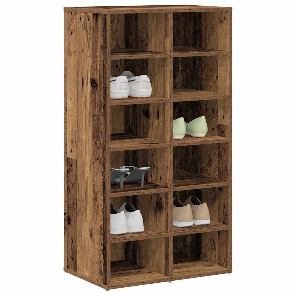 VidaXL Schoenenrek 54x34x100,5 cm bewerkt hout oud houtkleurig