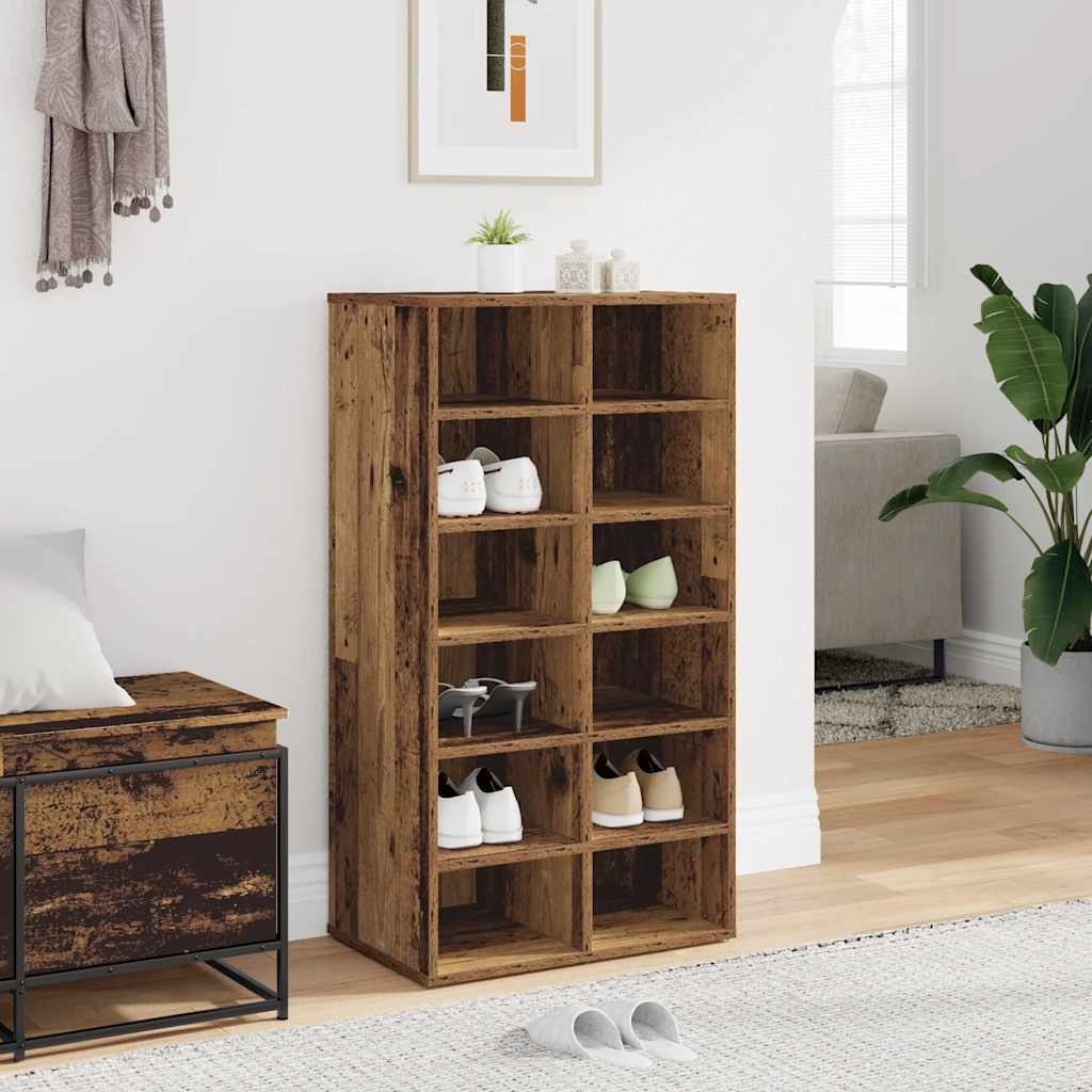 VidaXL Schoenenrek 54x34x100,5 cm bewerkt hout oud houtkleurig