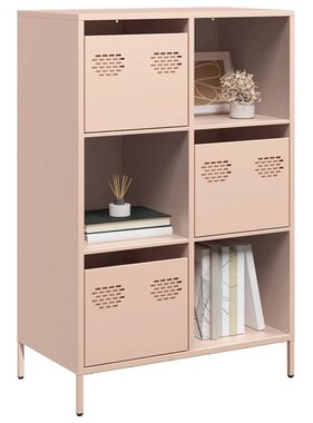 VidaXL Hoge kast 68x39x103,5 cm staal roze
