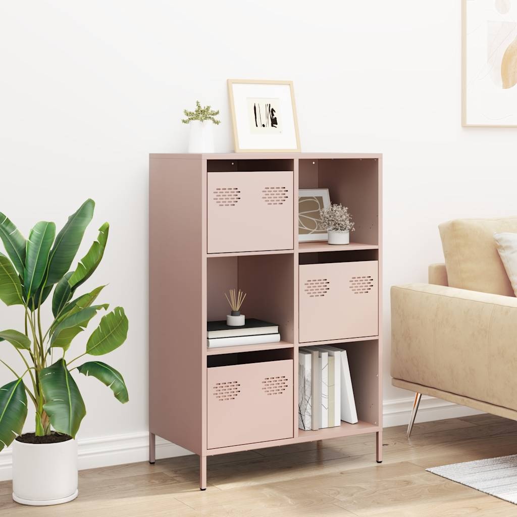 VidaXL Hoge kast 68x39x103,5 cm staal roze