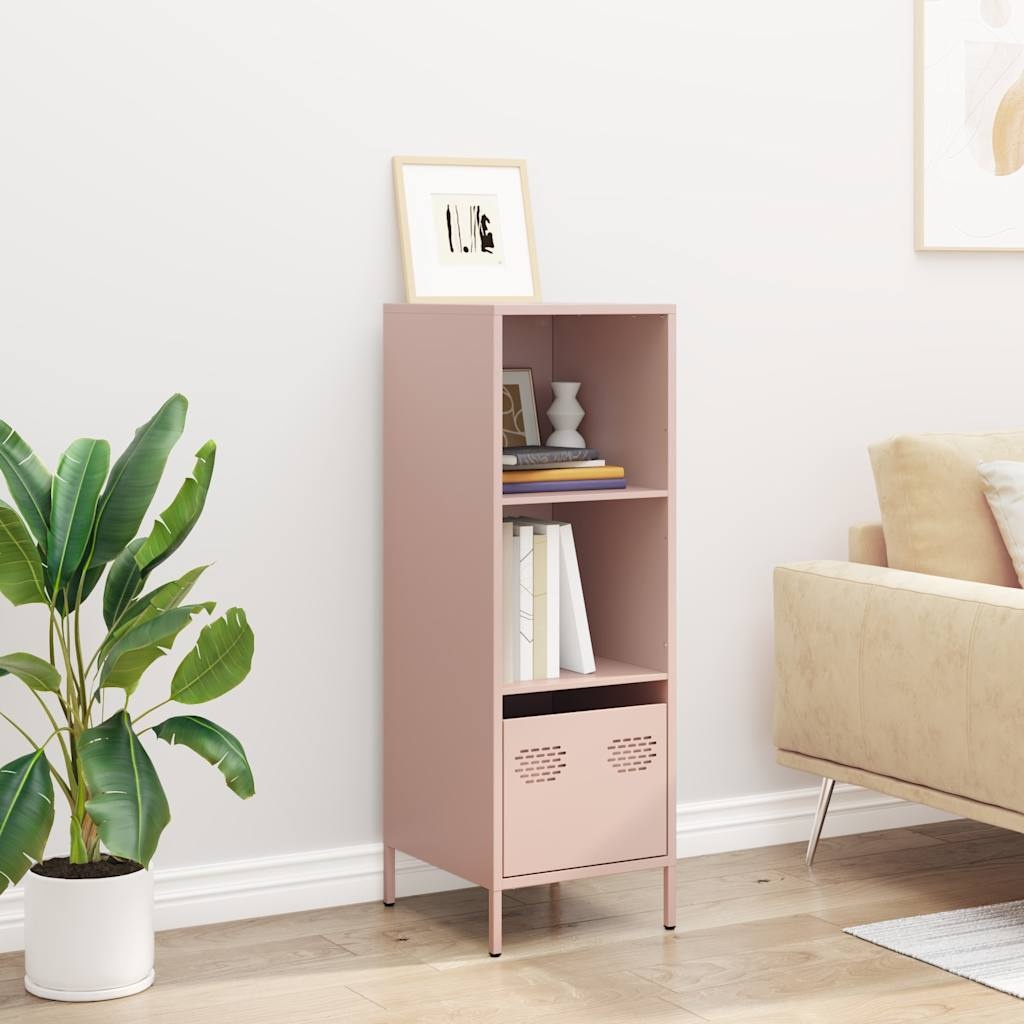 VidaXL Hoge kast 35x39x103,5 cm staal roze