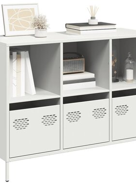 VidaXL Dressoir 101,5x39x73,5 cm koudgewalst staal wit