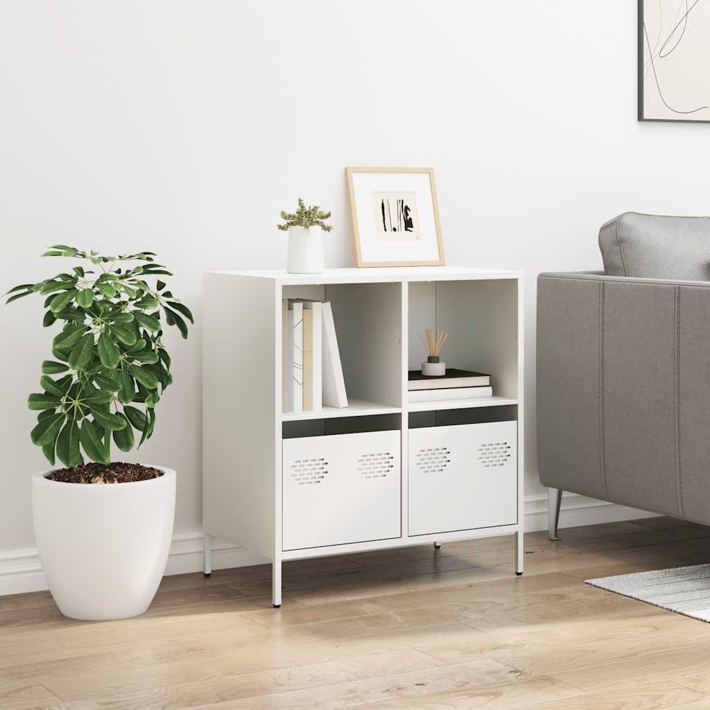 VidaXL Dressoir 68x39x73,5 cm koudgewalst staal wit