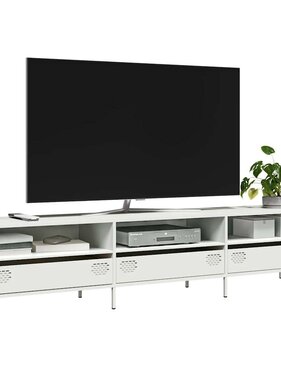 VidaXL Tv-meubel 202x39x43,5 cm koudgewalst staal wit
