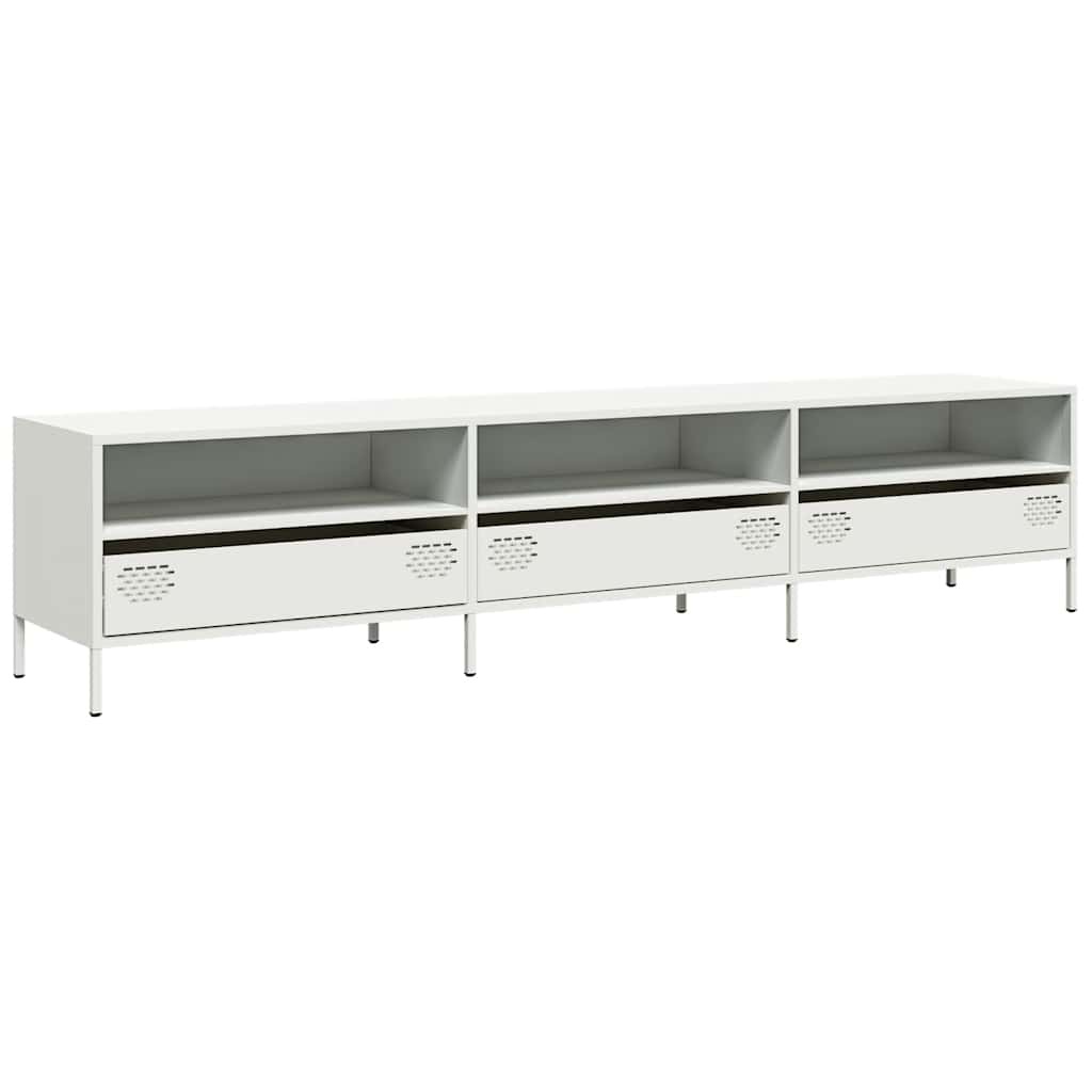 VidaXL Tv-meubel 202x39x43,5 cm koudgewalst staal wit
