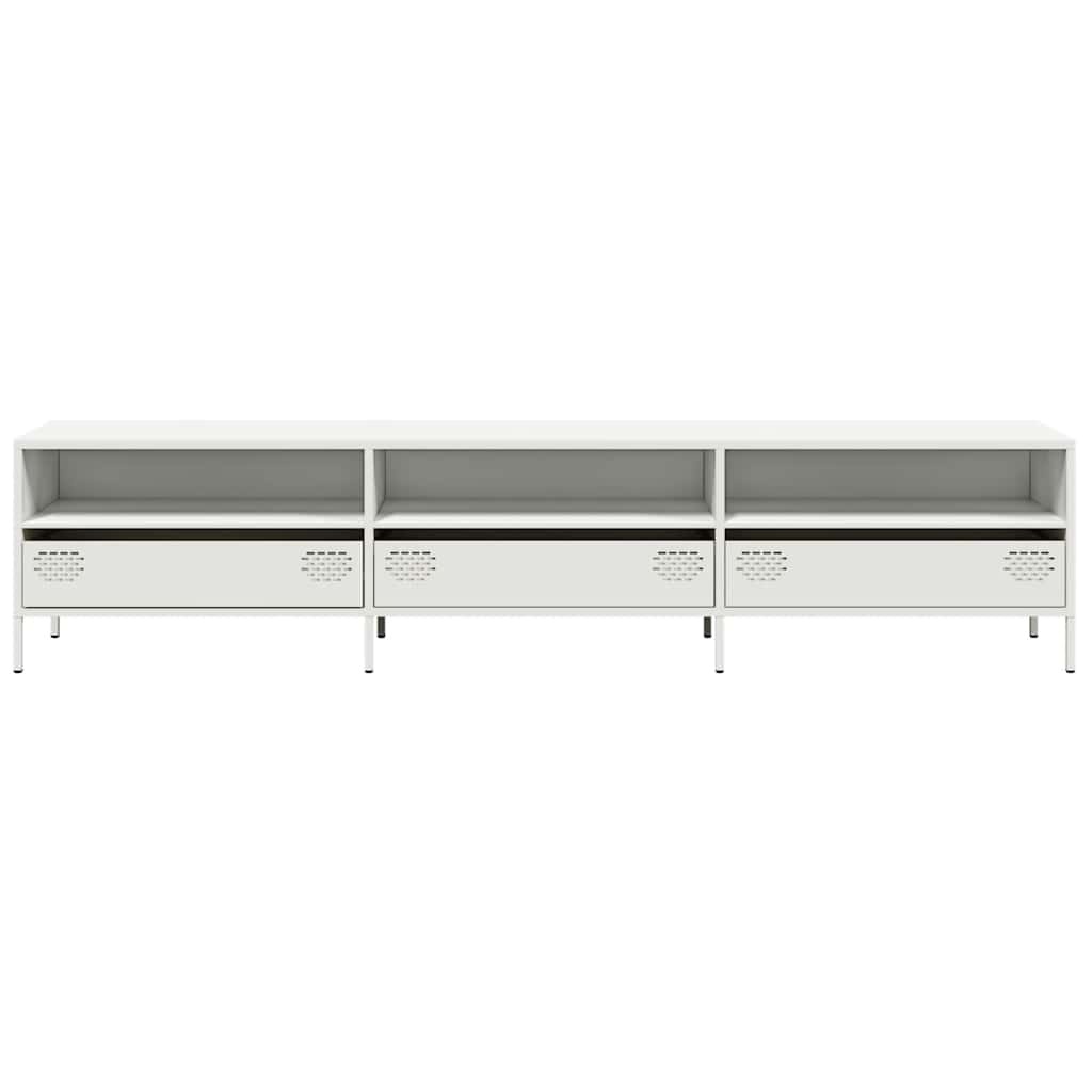 VidaXL Tv-meubel 202x39x43,5 cm koudgewalst staal wit