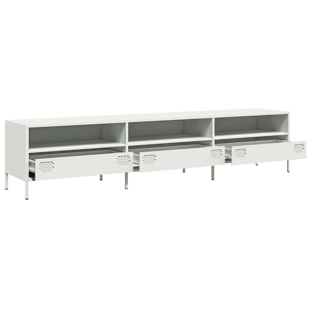 VidaXL Tv-meubel 202x39x43,5 cm koudgewalst staal wit
