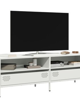 VidaXL Tv-meubel 135x39x43,5 cm koudgewalst staal wit