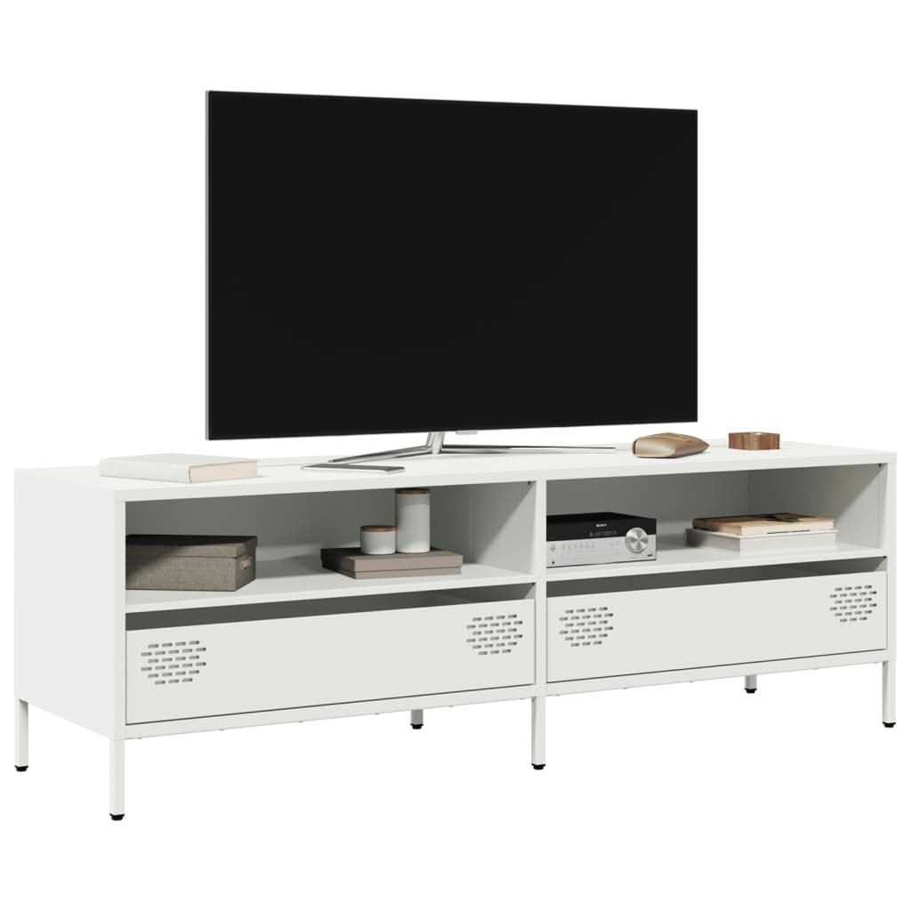 VidaXL Tv-meubel 135x39x43,5 cm koudgewalst staal wit