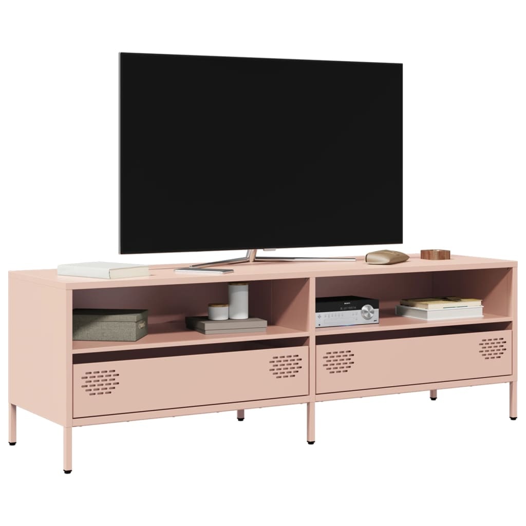 VidaXL Tv-meubel 135x39x43,5 cm koudgewalst staal roze