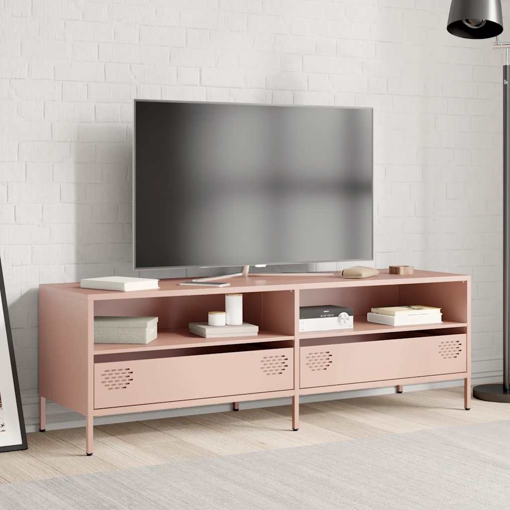 VidaXL Tv-meubel 135x39x43,5 cm koudgewalst staal roze