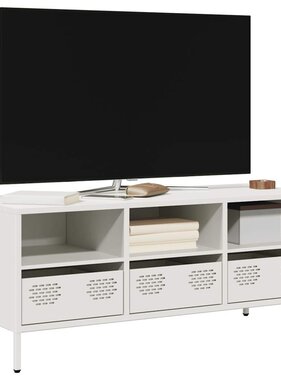 VidaXL Tv-meubel 101,5x39x43,5 cm koudgewalst staal wit