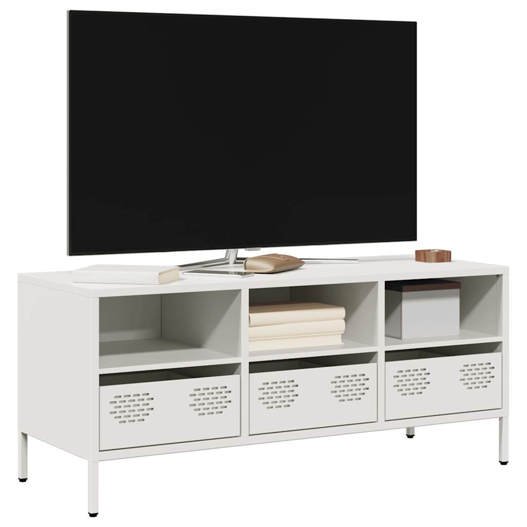 VidaXL Tv-meubel 101,5x39x43,5 cm koudgewalst staal wit