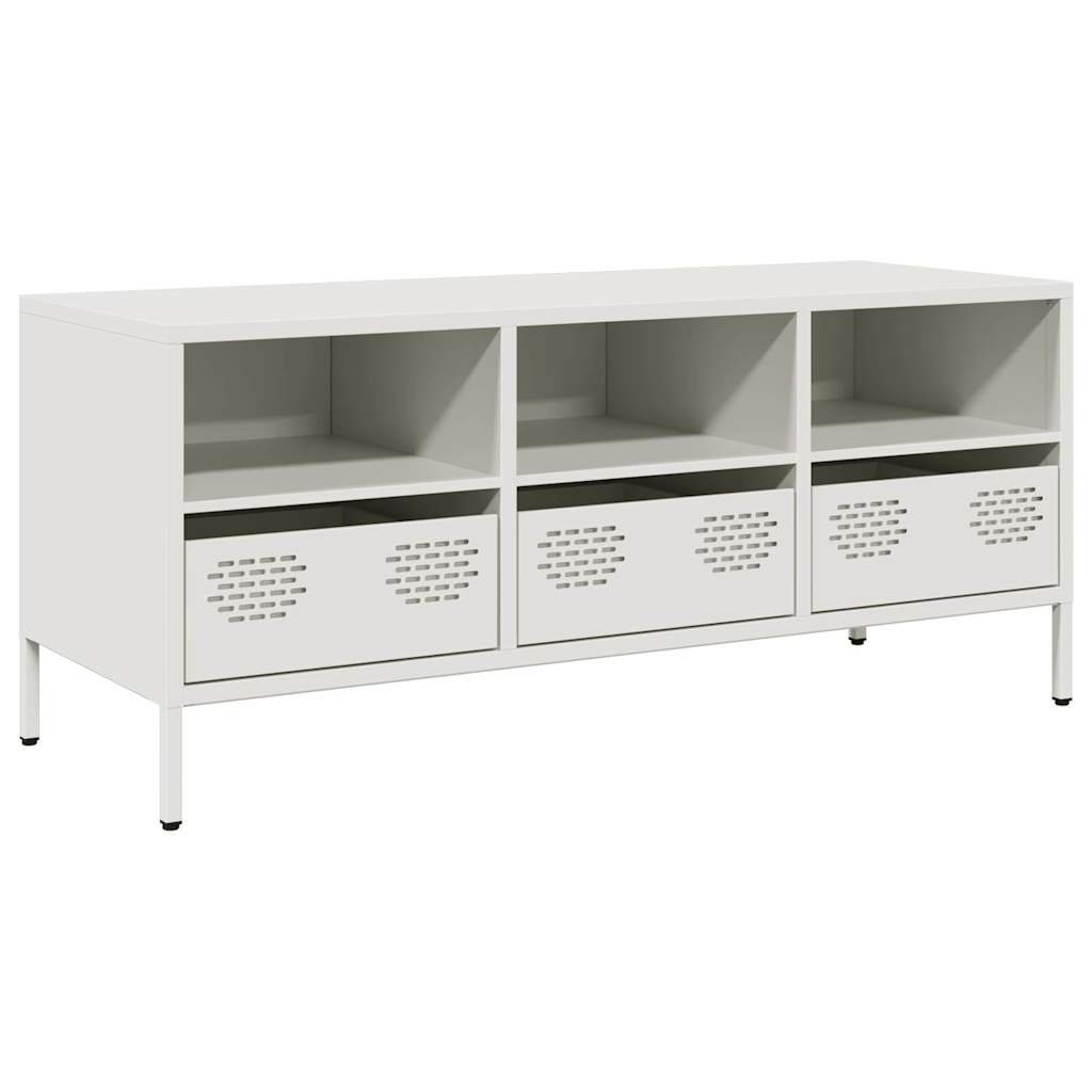 VidaXL Tv-meubel 101,5x39x43,5 cm koudgewalst staal wit
