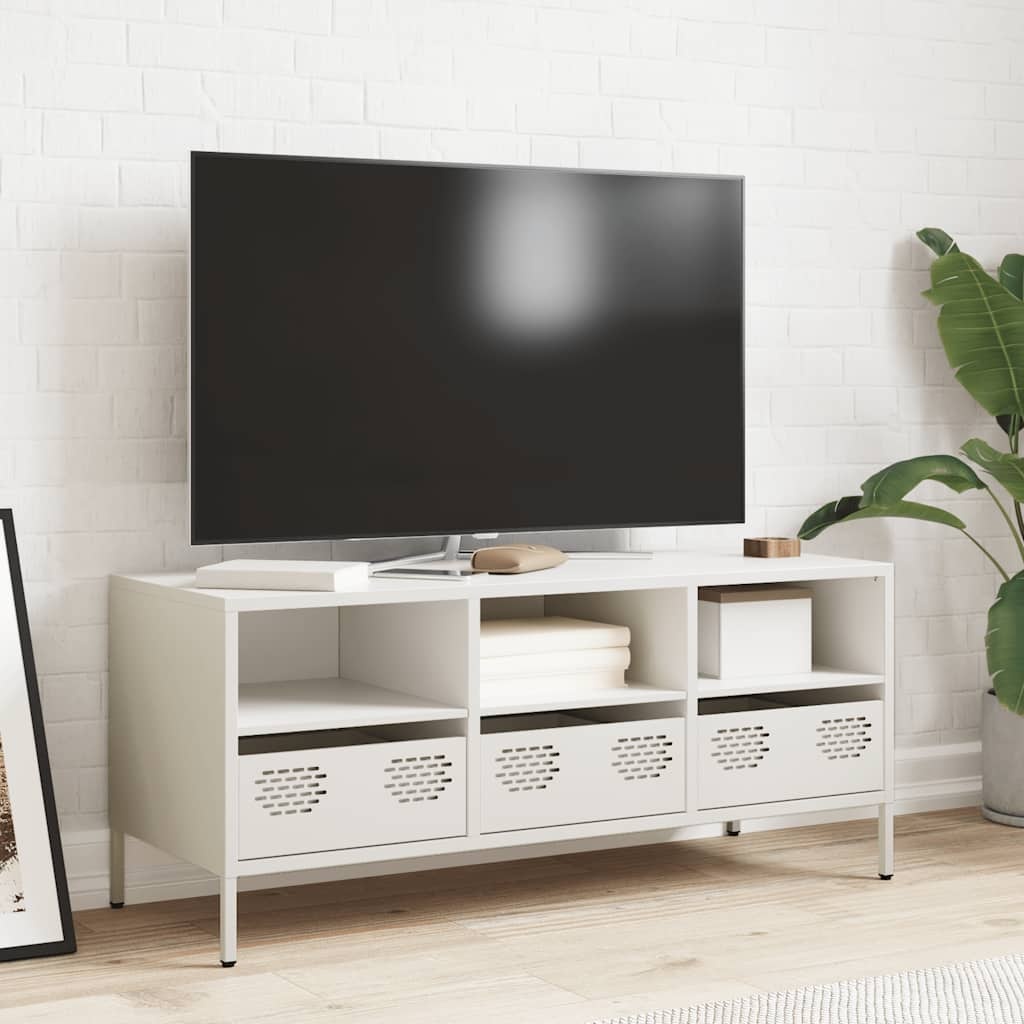 VidaXL Tv-meubel 101,5x39x43,5 cm koudgewalst staal wit