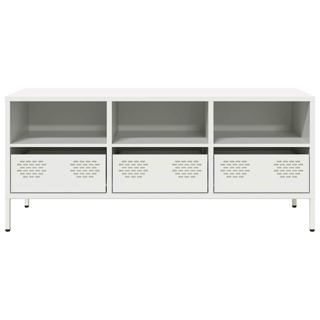 VidaXL Tv-meubel 101,5x39x43,5 cm koudgewalst staal wit