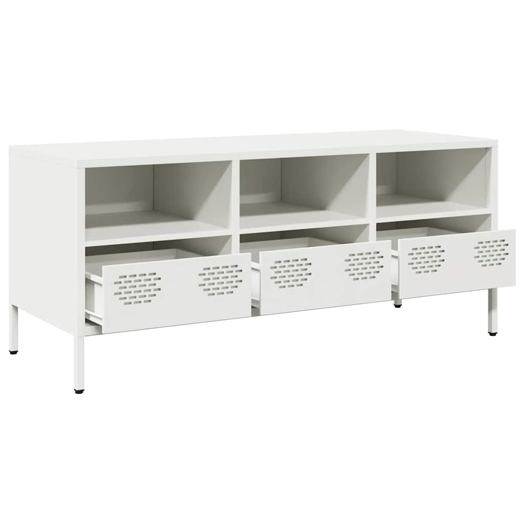 VidaXL Tv-meubel 101,5x39x43,5 cm koudgewalst staal wit