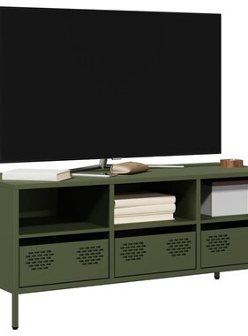 VidaXL Tv-meubel 101,5x39x43,5 cm koudgewalst staal olijfgroen