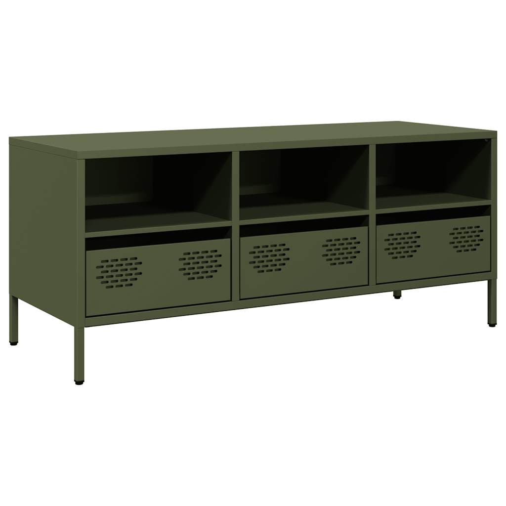VidaXL Tv-meubel 101,5x39x43,5 cm koudgewalst staal olijfgroen