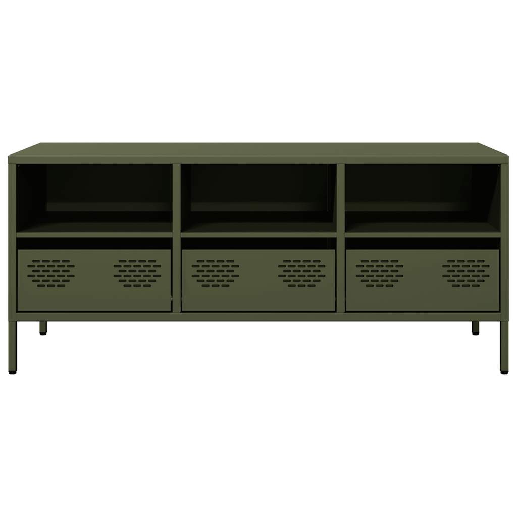 VidaXL Tv-meubel 101,5x39x43,5 cm koudgewalst staal olijfgroen