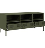 VidaXL Tv-meubel 101,5x39x43,5 cm koudgewalst staal olijfgroen