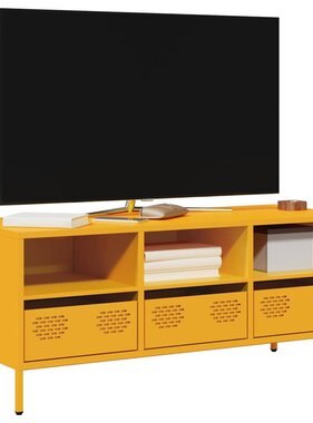 VidaXL Tv-meubel 101,5x39x43,5 cm koudgewalst staal mosterdgeel