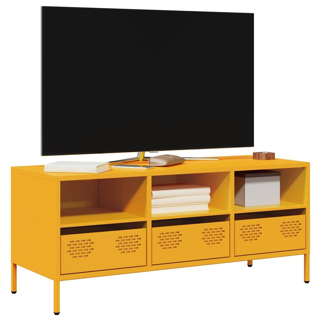 VidaXL Tv-meubel 101,5x39x43,5 cm koudgewalst staal mosterdgeel