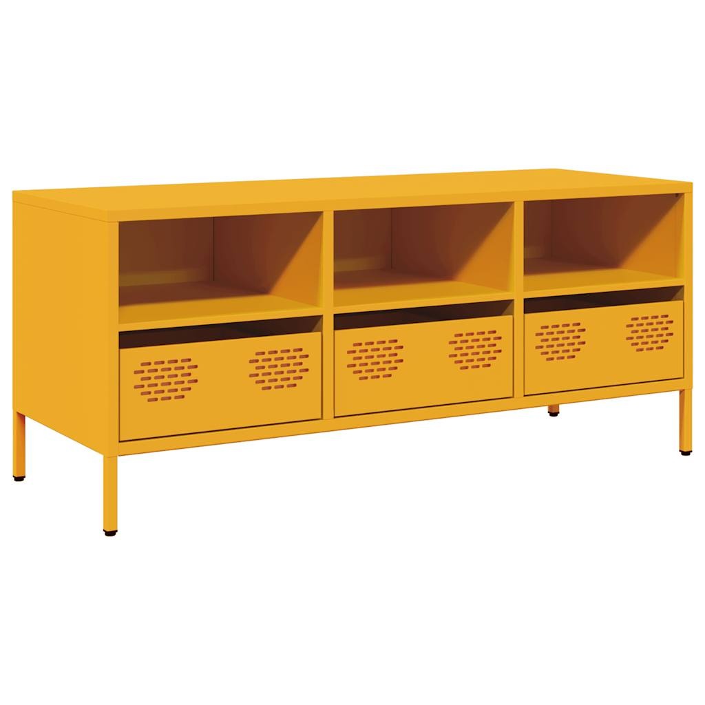 VidaXL Tv-meubel 101,5x39x43,5 cm koudgewalst staal mosterdgeel