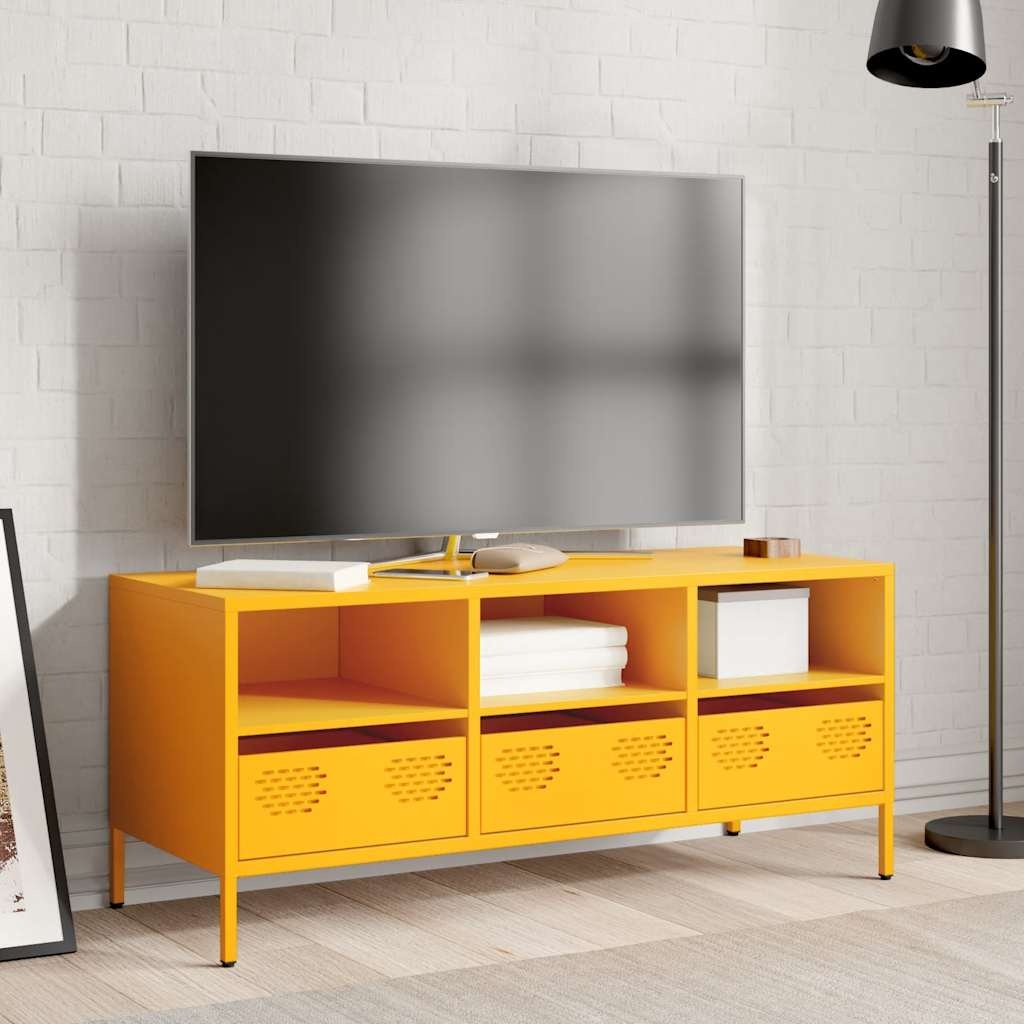 VidaXL Tv-meubel 101,5x39x43,5 cm koudgewalst staal mosterdgeel