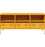 VidaXL Tv-meubel 101,5x39x43,5 cm koudgewalst staal mosterdgeel