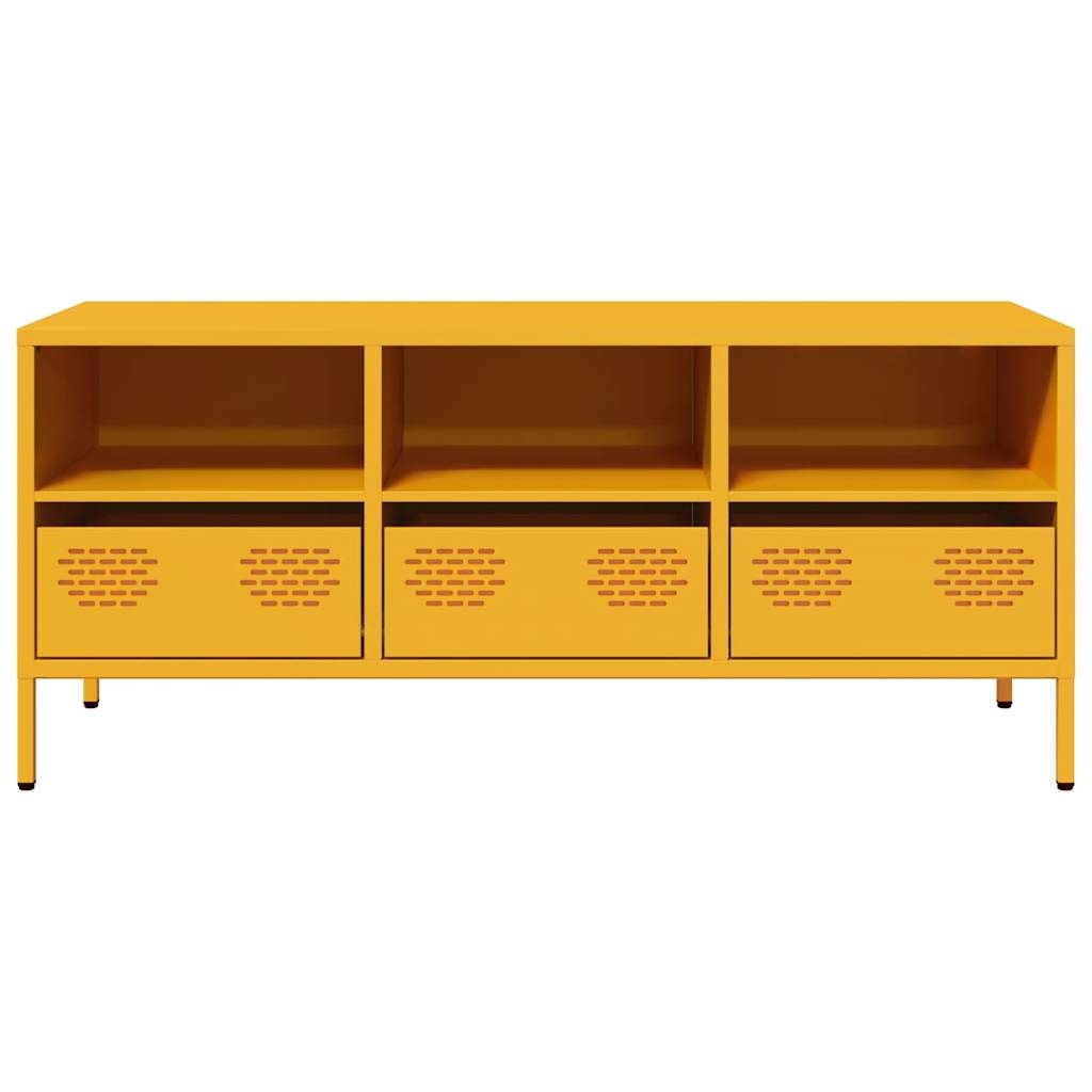 VidaXL Tv-meubel 101,5x39x43,5 cm koudgewalst staal mosterdgeel