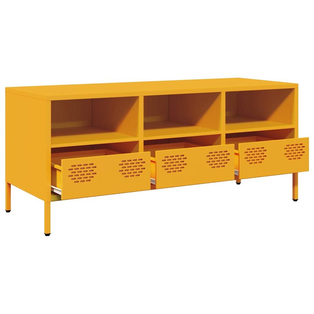 VidaXL Tv-meubel 101,5x39x43,5 cm koudgewalst staal mosterdgeel