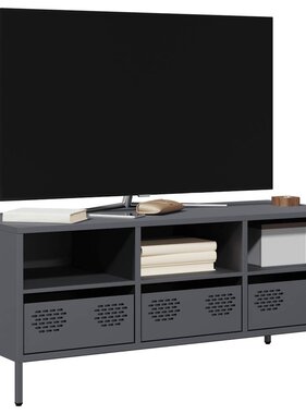 VidaXL Tv-meubel 101,5x39x43,5 cm koudgewalst staal antracietkleurig