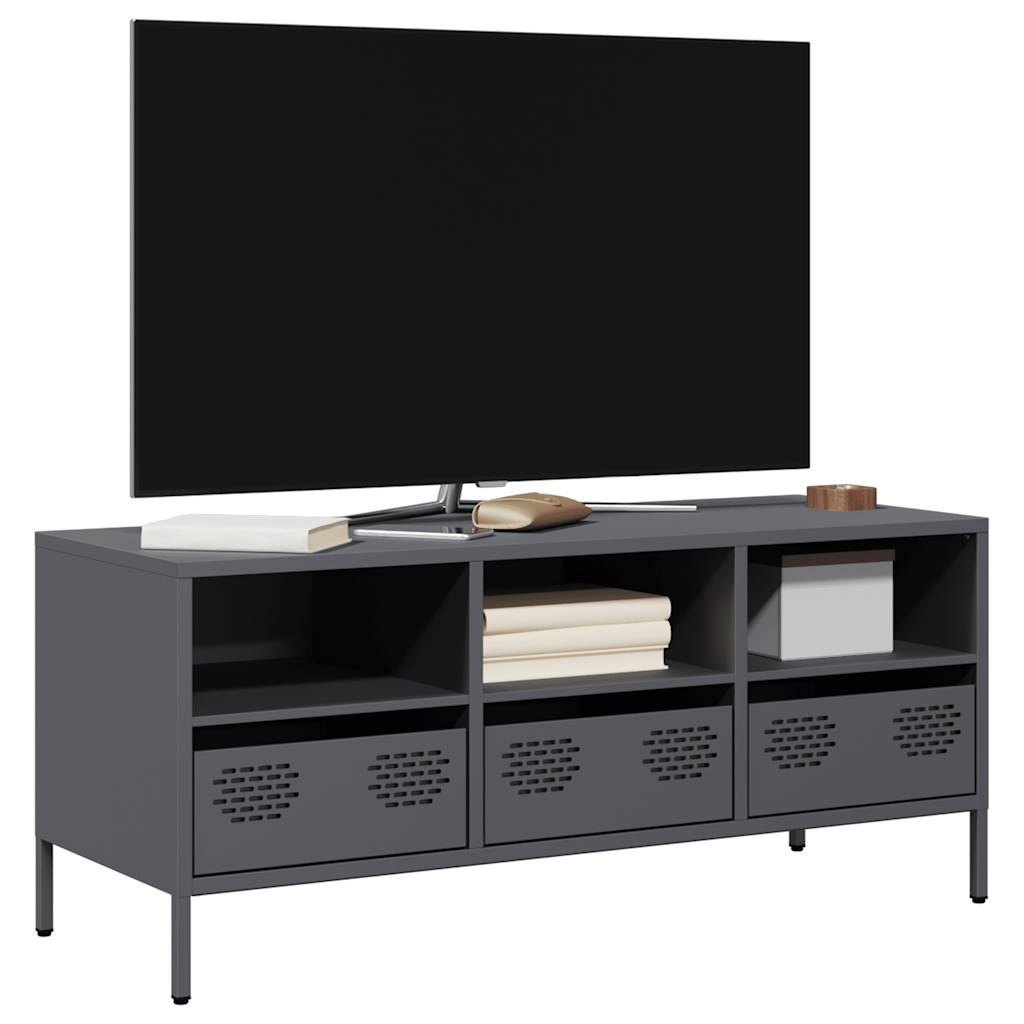 VidaXL Tv-meubel 101,5x39x43,5 cm koudgewalst staal antracietkleurig