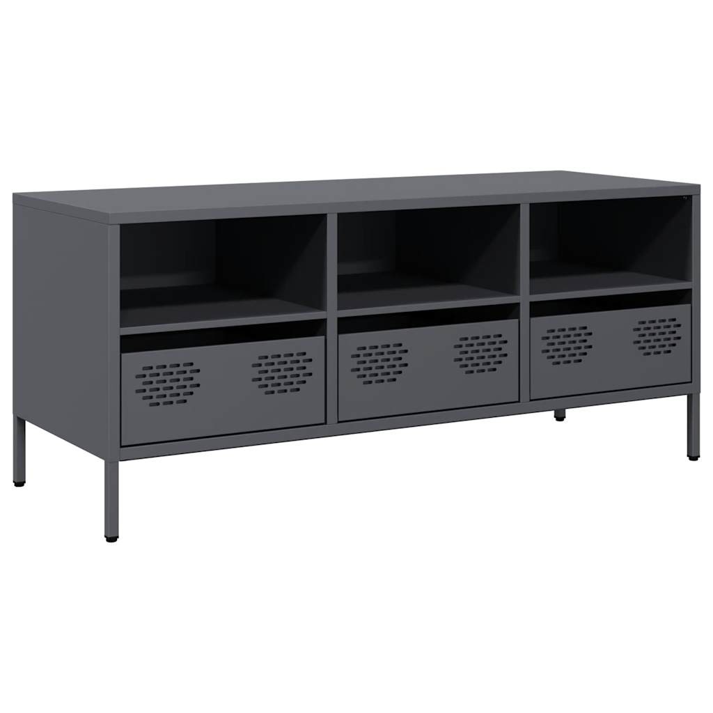 VidaXL Tv-meubel 101,5x39x43,5 cm koudgewalst staal antracietkleurig