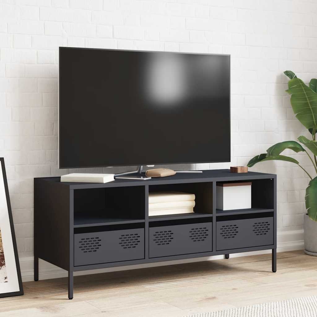 VidaXL Tv-meubel 101,5x39x43,5 cm koudgewalst staal antracietkleurig