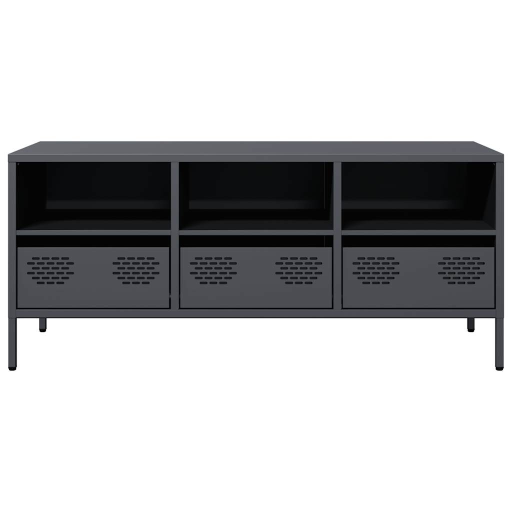 VidaXL Tv-meubel 101,5x39x43,5 cm koudgewalst staal antracietkleurig