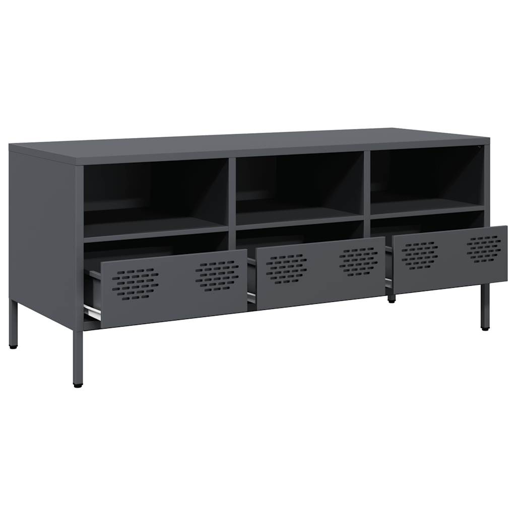 VidaXL Tv-meubel 101,5x39x43,5 cm koudgewalst staal antracietkleurig