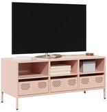 VidaXL Tv-meubel 101,5x39x43,5 cm koudgewalst staal roze