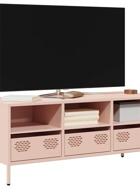 VidaXL Tv-meubel 101,5x39x43,5 cm koudgewalst staal roze