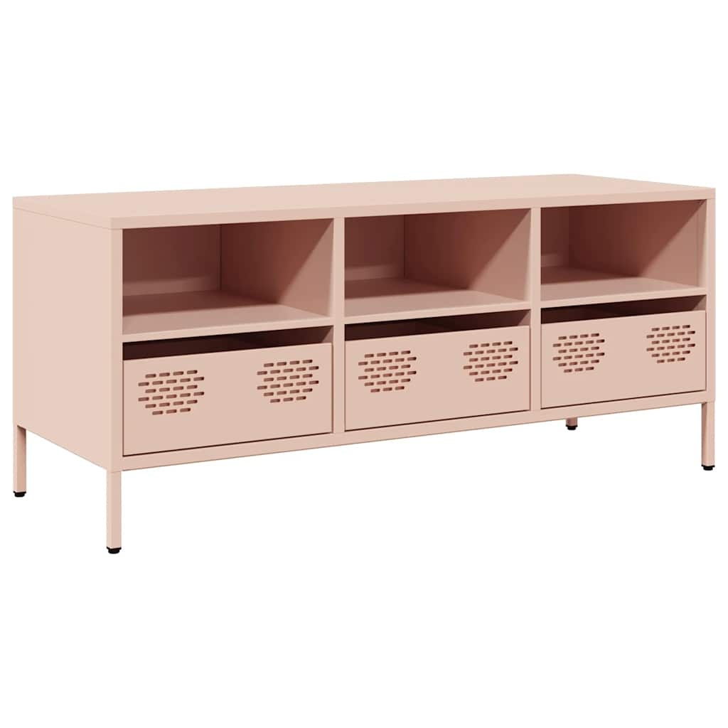 VidaXL Tv-meubel 101,5x39x43,5 cm koudgewalst staal roze