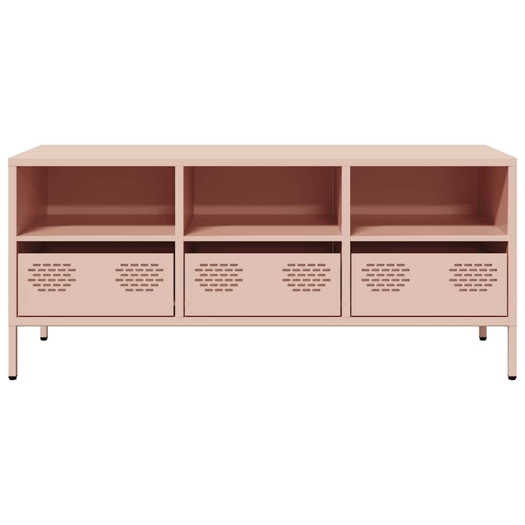 VidaXL Tv-meubel 101,5x39x43,5 cm koudgewalst staal roze