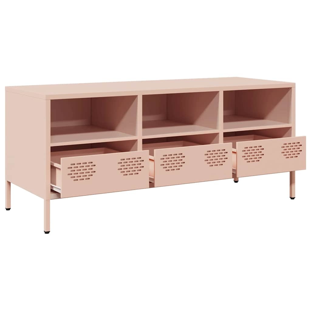 VidaXL Tv-meubel 101,5x39x43,5 cm koudgewalst staal roze
