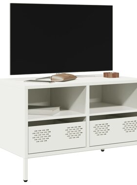 VidaXL Tv-meubel 68x39x43,5 cm koudgewalst staal wit
