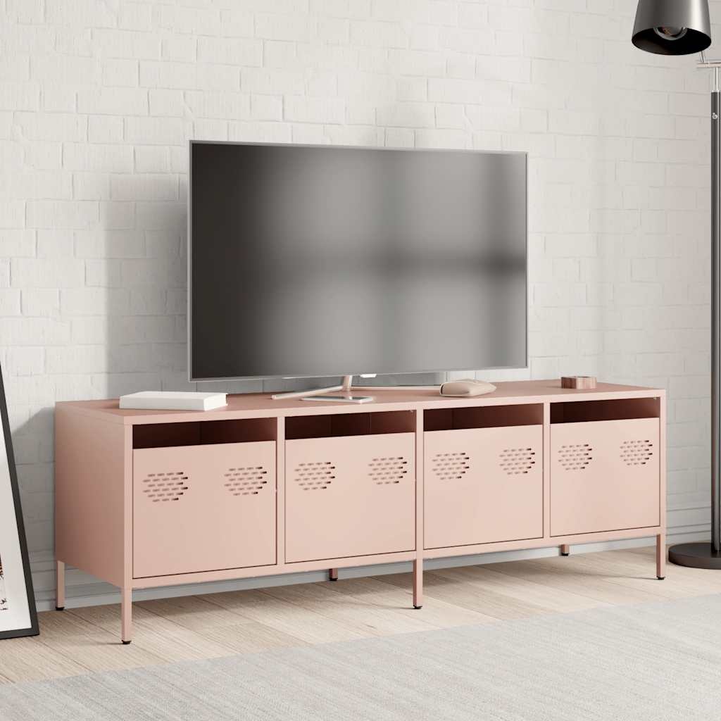 VidaXL Tv-meubel 135x39x43,5 cm koudgewalst staal roze