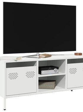 VidaXL Tv-meubel 101,5x39x43,5 cm koudgewalst staal wit