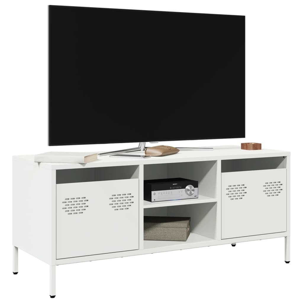 VidaXL Tv-meubel 101,5x39x43,5 cm koudgewalst staal wit