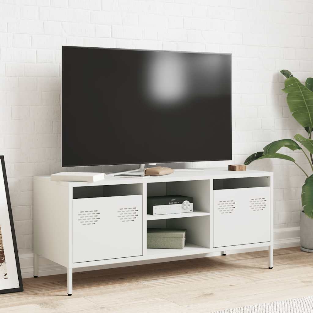 VidaXL Tv-meubel 101,5x39x43,5 cm koudgewalst staal wit