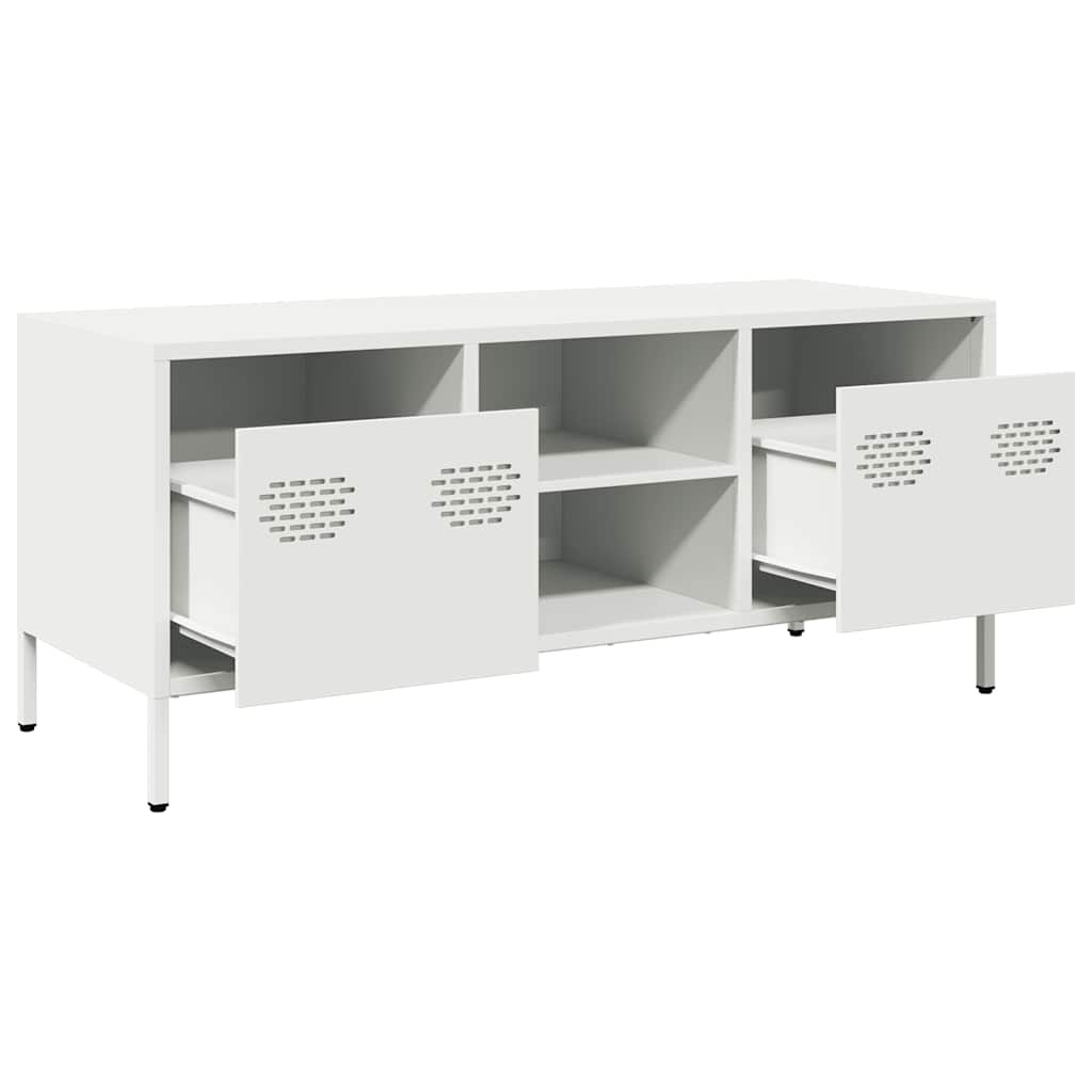 VidaXL Tv-meubel 101,5x39x43,5 cm koudgewalst staal wit